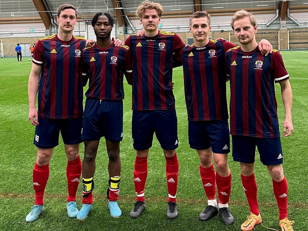 Selångers målgörare mot Essvik, fr v Mika Lindroos, Kalfa Kargbo, Helmer Bergström, Lucas Lindbäck och tvåmålsskytten Melker Norén, Foto: Jesper Hellström.