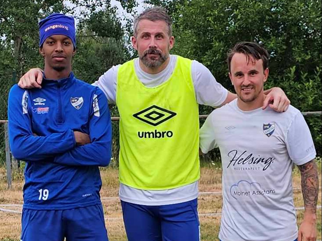 IFK Sundsvalls målskyttar mot Stockvik. Fr v Abbas Culusow (2), Olle Norberg och Robin Holmlund. Foto: Anders Aspenrud.